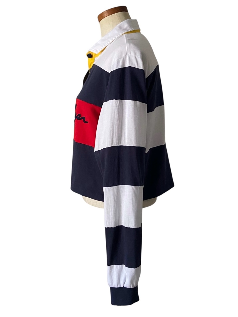 Tommy Hilfiger Long Sleeve Rugby Crop Top Size Large - Picture 5 of 11